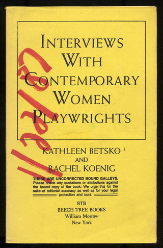 Interviews With Contemporary Women Playwrights