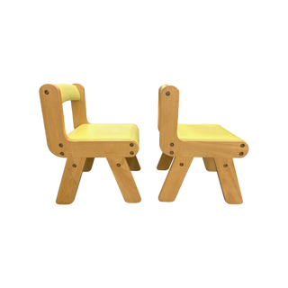 Children's Wooden Chairs with Green Upholstery (Set of 2)