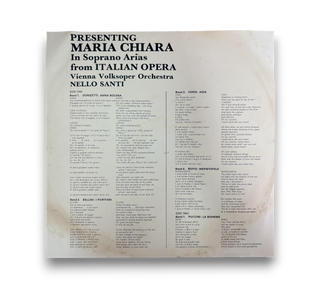 Presenting Maria Chiara In Soprano Arias From Italian Opera