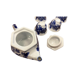 Blue and White Floral Tea Set