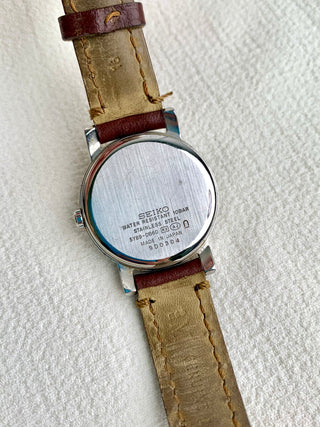 Seiko Quartz Silver-Tone Round Brown Leather Watch