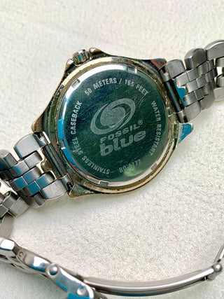 Fossil Quartz Chronograph Silver-Tone Round Link Bracelet Watch