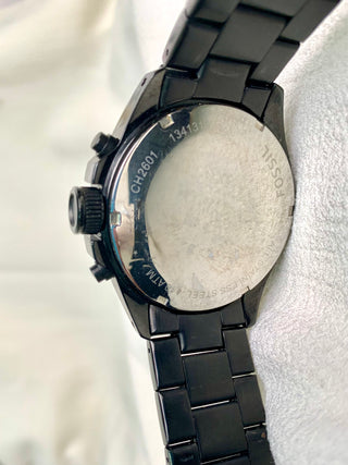 Fossil Quartz Chronograph Black Round Link Bracelet Watch