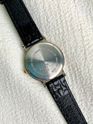 Alba Urban Quartz Two-tone Round Black Leather Strap Watch