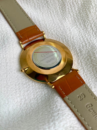 Daniel Wellington Quartz Gold-Tone Round Brown Leather Watch