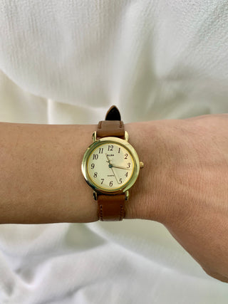 Seiko Alba Quartz Gold-tone Round Brown Leather Watch