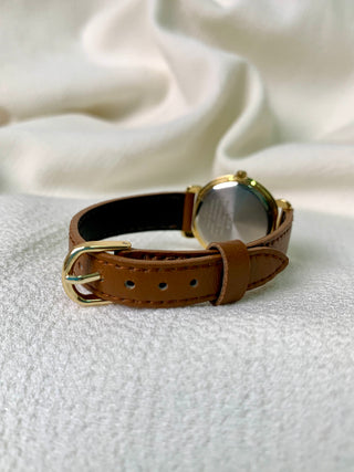 Seiko Alba Quartz Gold-tone Round Brown Leather Watch