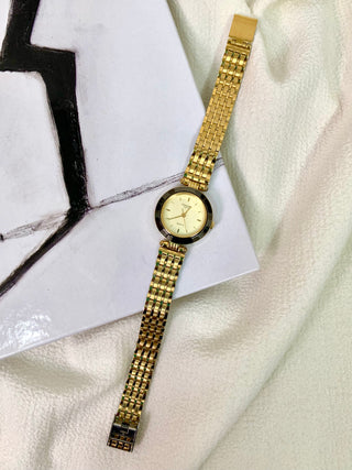 Concret Paris Quartz Bejewelled Round Gold-Tone Bracelet Watch