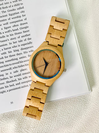 Kingnow Quartz Bamboo Round Bracelet Watch