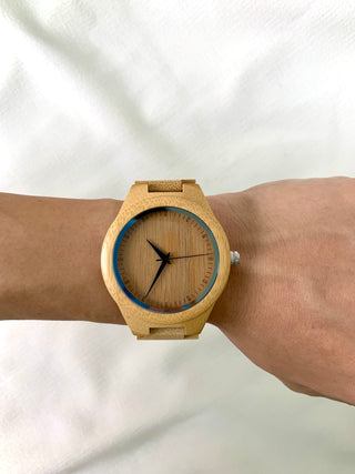 Kingnow Quartz Bamboo Round Bracelet Watch