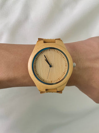 Cucol Quartz Wooden Round Brown Leather Watch