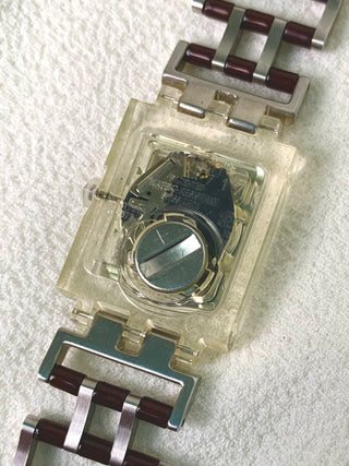 Swatch Quartz Transparent Rectangular Bracelet Watch
