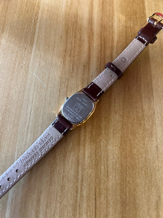 Vintage Tissot Quartz Gold-Tone Rectangular Brown Leather Strap Watch