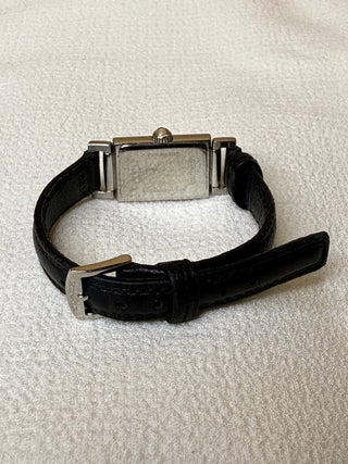 Coach Quartz Dress Silver-Tone Rectangular Black Leather Strap Watch