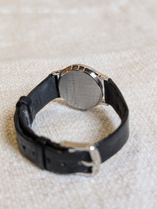 Vintage Seiko Quartz Silver Round Leather Strap Watch #1