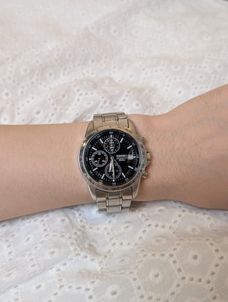 Seiko Quartz Chronograph Silver Round Bracelet Watch