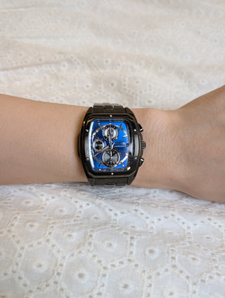 Wired Quartz Chronograph Black Tonneau Bracelet Watch