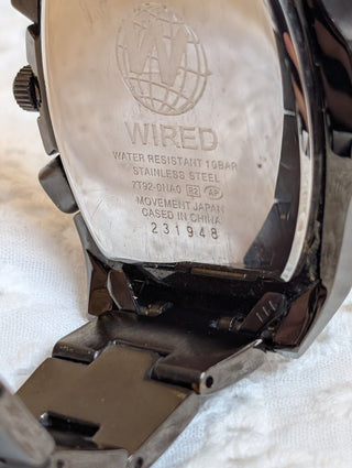 Wired Quartz Chronograph Black Tonneau Bracelet Watch