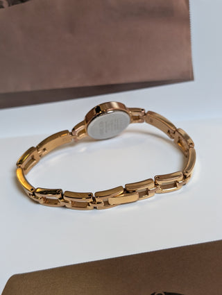 Vintage Michel Klein Quartz Rose Gold Round Bracelet Watch