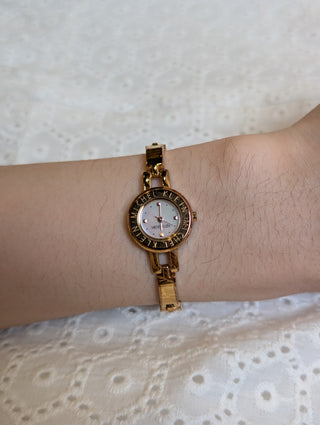 Vintage Michel Klein Quartz Rose Gold Round Bracelet Watch