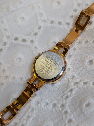 Vintage Michel Klein Quartz Rose Gold Round Bracelet Watch