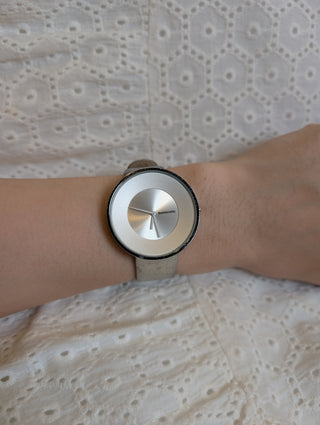 Vintage Lambretta Quartz Silver-Tone Round Leather Strap Watch