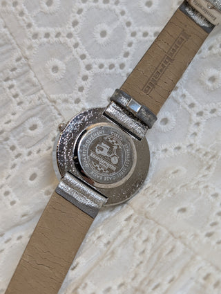 Vintage Lambretta Quartz Silver-Tone Round Leather Strap Watch