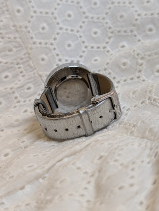 Vintage Lambretta Quartz Silver-Tone Round Leather Strap Watch