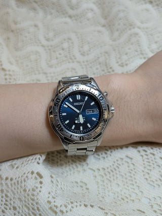 Seiko Kinetic Diver Silver-Tone Round Bracelet Watch