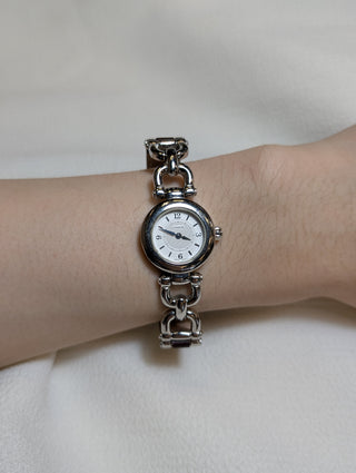 Vintage Coach Quartz Silver-Tone Round Brown Leather Strap Watch #1