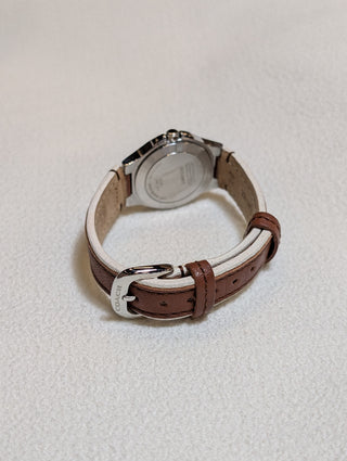 Vintage Coach Quartz Silver-Tone Round Brown Leather Strap Watch #2