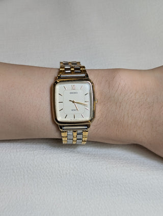 Vintage Seiko Quartz Two-Tone Rectangular Bracelet Watch