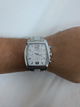 Lark Quartz Chronograph Silver Rectangle Silver Stainless Steel Watch