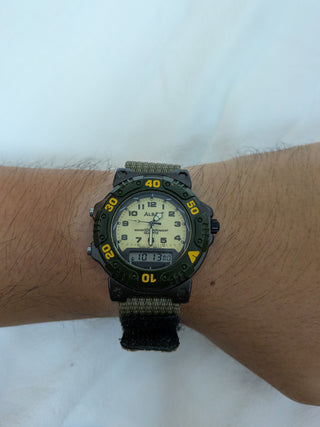 ALBA Quartz Analog Camouflage Green Velcro Strap Watch