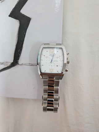 Lark Quartz Chronograph Silver Rectangle Silver Stainless Steel Watch